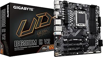 GIGABYTE B650M C V2 (AM5/ LGA 1718/ AMD/ B650/ Micro-ATX/ 5-Year Warranty/ DDR5/ PCIe 4.0 M.2/ PCIe 4.0/ USB 3.2 Gen1 Type-C/ 1GbE LAN/Motherboard)