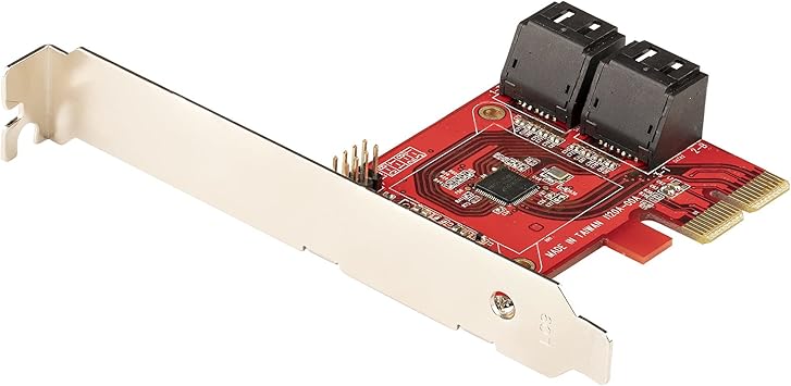 StarTech.com SATA PCIe Card - 4 Port PCIe SATA Expansion Card - 6Gbps - Low/Full Profile - Stacked SATA Connectors - ASM1164 Non-Raid - PCI Express to SATA Converter (4P6G-PCIE-SATA-CARD)