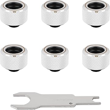 Thermaltake Pacific White 4 Build-In O-Rings C-Pro G1/4 PETG 16mm OD Compression Fitting 6 Pack CL-W211-CU00WT-B