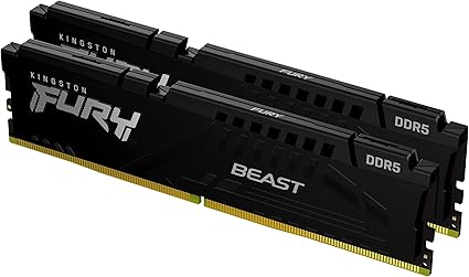 Kingston FURY Beast 32GB (2x16GB) 5200MT/s DDR5 CL36 Desktop Memory Kit of 2 | AMD EXPO | Plug N Play | KF552C36BBEK2-32