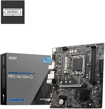 MSI PRO H610M-G ProSeries Motherboard (Support 14th/13th/12th Gen Intel Processors, LGA 1700, DDR5, PCIe 4, 1Gbps LAN, M.2, SATA 6G, USB 3.2 Gen1, mATX)