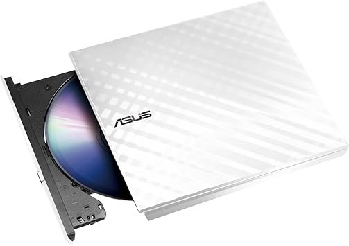 ASUS LITE Portable USB 2.0 Slim 8X DVD/ Burner +/- Rewriter External Drive, Compatible with both Mac & Windows, White (SDRW-08D2S-U/W/G/ACI/AS)