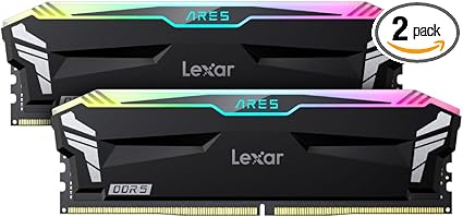 Lexar 32GB (2x16GB) ARES RGB DDR5 RAM 6400MT/s CL32 1.4V Desktop Memory - Intel XMP 3.0 & AMD Expo Compatible, Black (LD5EU016G-R6400GDLA)