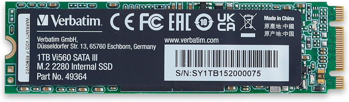 Verbatim 1TB SSD Vi560 Internal Solid State Hard Drive 3D NAND SATA III M.2 2280