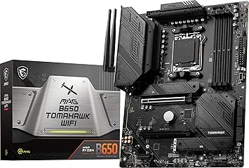 MSI MAG B650 Tomahawk WiFi Gaming Motherboard (AMD Ryzen 9000/8000/7000 Series Processors, AM5, DDR5, PCIe 4.0, M.2, SATA 6Gb/s, USB 3.2 Gen 2, HDMI/DP, Wi-Fi 6E, Bluetooth 5.3, 2.5Gbps LAN, ATX)