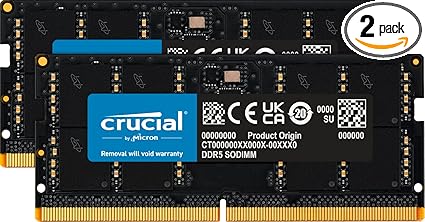 Crucial RAM 32GB Kit (2x16GB) DDR5 5600MHz (or 5200MHz or 4800MHz) Laptop Memory CT2K16G56C46S5, Black