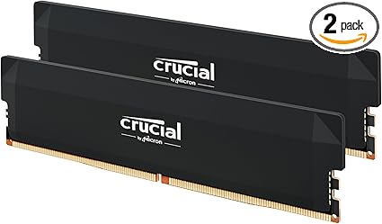 Crucial Pro DDR5 RAM 32GB Kit (2x16GB) CL36 6000MHz, Overclocking Desktop Gaming Memory, Intel XMP 3.0 & AMD Expo Compatible – Black CP2K16G60C36U5B