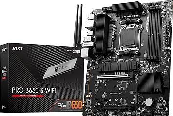 MSI PRO B650-S WiFi ProSeries Motherboard (AMD Ryzen 9000/8000/7000 Series Processors, AM5, DDR5, PCIe 4.0, M.2 Slots, SATA 6Gb/s, USB 3.2 Gen 2, HDMI/DP, Wi-Fi 6E, Bluetooth 5.3, 2.5Gbps LAN, ATX)