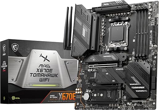 MSI MAG X670E Tomahawk WiFi Gaming Motherboard (AMD Ryzen 9000/8000/7000 Series Processors, AM5, DDR5, PCIe 5.0, SATA 6Gb/s, M.2, USB 3.2 Gen 2, Wi-Fi 6E, Bluetooth 5.3, 2.5Gbps LAN, HDMI/DP, ATX)