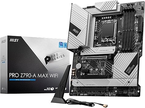 MSI PRO Z790-A MAX WiFi ProSeries Motherboard (Supports 12th/13th/14th Gen Intel Processors, LGA 1700, DDR5, PCIe 5.0, M.2, SATA 6G, 2.5Gbps LAN, USB 3.2 Gen2, Wi-Fi 7, Bluetooth 5.4, ATX)