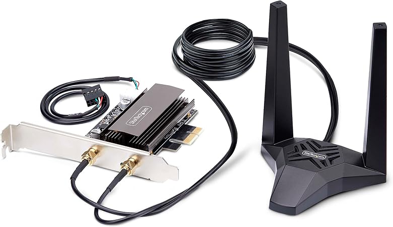 StarTech.com Wi-Fi 6E PCIe Network Card, Bluetooth 5.3, Magnetic Antenna Base, Tri-Band 802.11ax, AX5400 NIC, Windows/Linux