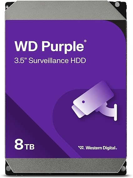 Western Digital 8TB WD Purple Surveillance Internal Hard Drive HDD - SATA 6 Gb/s, 256 MB Cache, 3.5