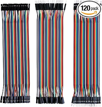 ELEGOO 120pcs Multicolored Dupont Wire 40pin Male to Female, 40pin Male to Male, 40pin Female to Female Breadboard Jumper Ribbon Cables Kit Compatible with Arduino Projects