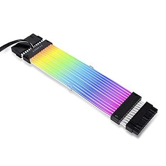 Lian Li Strimer Plus V2 24 Pin (PW24-PV2) -Addressable RGB Power Extension Cable (Strimer L-Connect 3.0 Controller Included) - for Motherboard Connector, PW24-PV2 BLACK