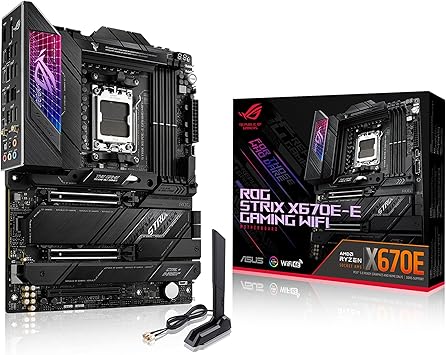 ASUS ROG Strix X670E-E Gaming Socket AM5(LGA 1718) Ryzen 7000 ATX Motherboard(18+2 Power Stages,PCIe® 5.0, DDR,4xM.2 Slots,USB 3.2 Gen 2x2, WiFi 6E,PCIe Slot Q-Release, M.2 Q-Latch)