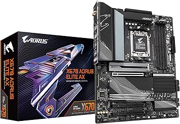 GIGABYTE X670 AORUS Elite AX (AM5/ LGA 1718/ AMD/ X670/ ATX/ 5 Year Warranty/ DDR5/ Quad M.2/ PCIe 5.0/ USB 3.2 Gen2X2 Type-C/AMD WiFi 6E/ 2.5GbE LAN/Q-Flash Plus/M.2 EZ-Latch/Gaming Motherboard)