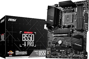 MSI B550-A PRO ProSeries Motherboard (AMD Ryzen 5000, AM4, DDR4, PCIe 4.0, SATA 6Gb/s, M.2, USB 3.2 Gen 2, HDMI/DP, ATX)