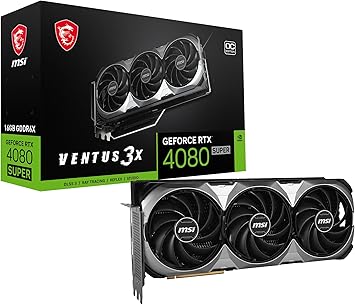 MSI Gaming RTX 4080 Super 16G Ventus 3X OC Graphics Card (NVIDIA RTX 4080 Super, 256-Bit, Extreme Clock: 2595 MHz, 16GB GDRR6X 23 Gbps, HDMI/DP, Ada Lovelace Architecture)