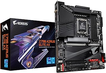 GIGABYTE Z790 AORUS Elite AX (LGA 1700/ Intel Z790/ ATX/ DDR5/ Quad M.2/ PCIe 5.0/ USB 3.2 Gen2X2 Type-C/Intel WiFi 6E/ 2.5GbE LAN/Q-Flash Plus/PCIe EZ-Latch/Gaming Motherboard)