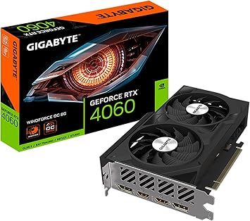 GIGABYTE GeForce RTX 4060 WINDFORCE OC 8G Graphics Card, 2X WINDFORCE Fans, 8GB 128-bit GDDR6, GV-N4060WF2OC-8GD Video Card