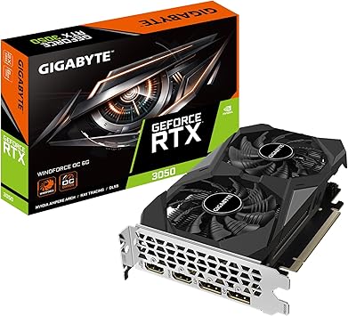 GIGABYTE GeForce RTX 3050 WINDFORCE OC 6G Graphics Card, 2X WINDFORCE Fans, 6GB GDDR6 96-bit GDDR6, GV-N3050WF2OC-6GD Video Card