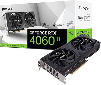 PNY GeForce RTX™ 4060 Ti 16GB VERTO™ Dual Fan Graphics Card DLSS 3 (128-bit, PCIe 4.0, GDDR6, HDMI/DisplayPort, Supports 4k, 2 slot)