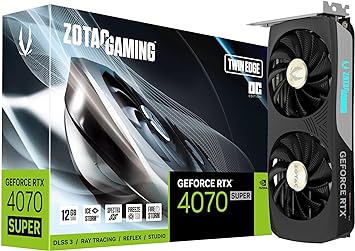 ZOTAC Gaming GeForce RTX 4070 Super Twin Edge OC DLSS 3 12GB GDDR6X 192-bit 21 Gbps PCIE 4.0 Compact Gaming Graphics Card, IceStorm 2.0 Advanced Cooling, Spectra RGB Lighting, ZT-D40720H-10M