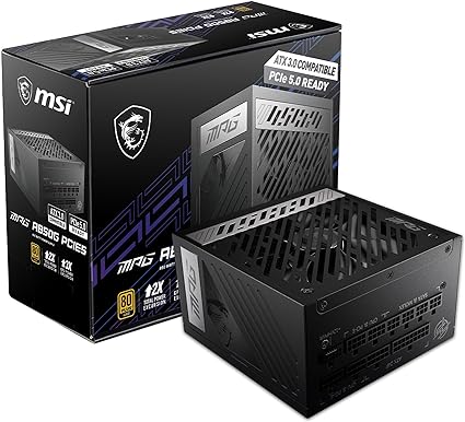 MSI MPG A850G PCIE 5 & ATX 3.0 Gaming Power Supply - Full Modular - 80 Plus Gold Certified 850W - 100% Japanese 105°C Capacitors - Compact Size - ATX PSU