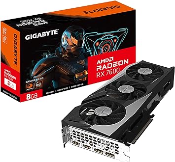 GIGABYTE GV-R76GAMING OC-8GD Radeon RX 7600 Gaming OC 8G Graphics Card, 3X WINDFORCE Fans 8GB 128-bit GDDR6, Video Card