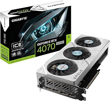 GIGABYTE GeForce RTX 4070 Super Eagle OC ICE 12G Graphics Card, 3X WINDFORCE Fans, 12GB 192-bit GDDR6X, GV-N407SEAGLEOC ICE-12GD Video Card