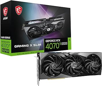 MSI Gaming RTX 4070 Ti Super 16G Gaming X Slim Graphics Card (NVIDIA RTX 4070 Ti Super, 256-Bit, Extreme Clock: 2685 MHz, 16GB GDRR6X 21 Gbps, HDMI/DP, Ada Lovelace Architecture)