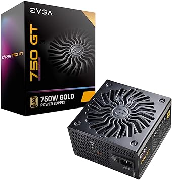 EVGA 750 GT, 80 Plus Gold 750W, Fully Modular, Auto Eco Mode with FDB Fan, 100% Japanese Capacitors, 7 Year Warranty, Includes Power ON Self Tester, Compact 150mm Size, Power Supply 220-GT-0750-Y1