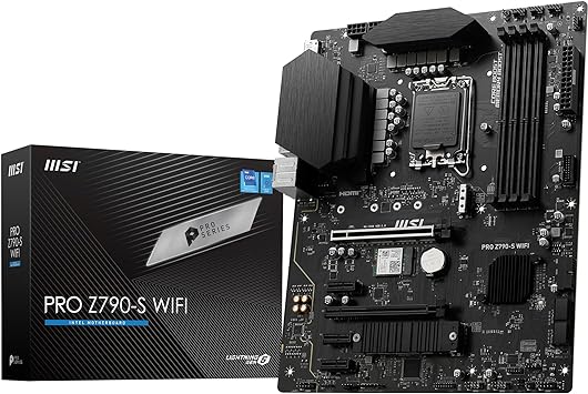 MSI PRO Z790-S WiFi ProSeries Motherboard (Supports 12th/13th/14th Gen Intel Processors, LGA 1700, DDR5, PCIe 5.0, M.2, 2.5Gbps LAN, USB 3.2 Gen2, HDMI/DP, Wi-Fi 6E, Bluetooth 5.3, ATX)