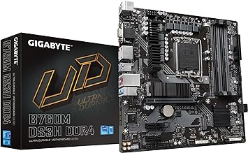 GIGABYTE B760M DS3H DDR4 (LGA 1700/ Intel/ B760/ M-ATX/ DDR4/ Dual M.2/ PCIe 4.0/ USB 3.2 Gen 2 Type-C/ 2.5GbE LAN/Q-Flash Plus/PCIe EZ-Latch/Gaming Motherboard)