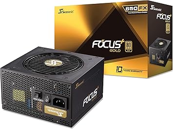 Seasonic FOCUS GX-650 - 650W - 80+ Gold - Full-Modular - ATX Form Factor - Low Noise - Premium Japanese Capacitor - 10 Year Warranty - Nvidia RTX 30/40 Super & AMD GPU Compatible (Ref. SSR-650FX)