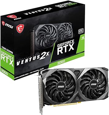 MSI GeForce RTX 3060 Ventus 2X 12G OC, Gaming Graphics Card - NVIDIA RTX 3060, 12GB GDDR6 Memory, 192-bit, 15 Gbps