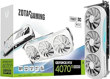 ZOTAC Gaming GeForce RTX 4070 Ti Super Trinity OC White Edition DLSS 3 16GB GDDR6X 256-bit 21 Gbps PCIE 4.0 Gaming Graphics Card, IceStorm 2.0 Advanced Cooling, Spectra RGB Lighting, ZT-D40730Q-10P