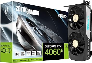 ZOTAC Gaming GeForce RTX 4060 Ti 16GB AMP DLSS 3 16GB GDDR6 128-bit 18 Gbps PCIE 4.0 Compact Gaming Graphics Card, IceStorm 2.0 Advanced Cooling, Spectra RGB Lighting, ZT-D40620F-10M