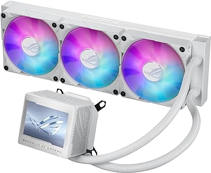 ASUS ROG Ryujin III 360 ARGB WHT All-in-one Liquid CPU Cooler with 360mm Radiator. Asetek 8th gen Pump, 3X Magnetic 120mm ARGB Fans (Daisy Chain Design), 3.5” LCD Display. , WHITE