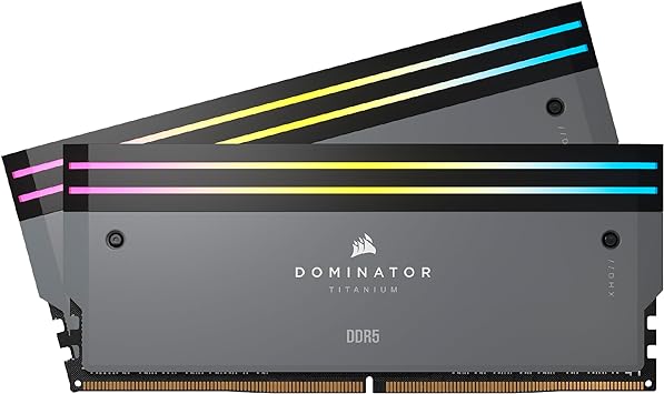 CORSAIR Dominator Titanium RGB DDR5 64GB (2x32GB) DDR5 6000MHz CL30 AMD Expo Intel XMP iCUE Compatible Computer Memory – Gray (CMP64GX5M2B6000Z30)