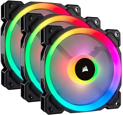 Corsair LL Series LL120 RGB 120mm Dual Light Loop RGB LED PWM Fan 3 Fan Pack with Lighting Node Pro (CO-9050072-WW), Black, Compatible with Desktop