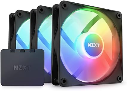 NZXT F120 RGB Core Triple Pack - 3 x 120mm Hub-Mounted RGB Fans with RGB Controller - 8 Individually-Addressable LEDs - Semi-Translucent Blades - High Static Pressure & Airflow - CAM Software - Black