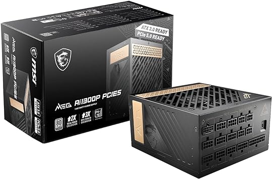 MEG Ai1300P PCIE 5 & ATX 3.0 Gaming Power Supply - Full Modular - 80 Plus Platinum Certified 1300W - 100% Japanese 105°C Capacitors - Compact Size - ATX PSU