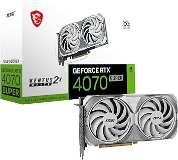 MSI Gaming RTX 4070 Super 12G Ventus 2X White OC Graphics Card (NVIDIA RTX 4070 Super, 192-Bit, Boost Clock: 2520 MHz, 12GB GDRR6X 21 Gbps, HDMI/DP, Ada Lovelace Architecture)