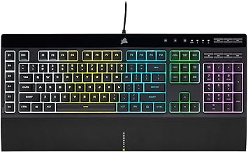 Corsair K55 RGB PRO Membrane Wired Gaming Keyboard – IP42 Dust and Spill-Resistant – 6 Macro Keys with Elgato Integration – iCUE Compatible – QWERTY NA – PC, Mac, Xbox – Black