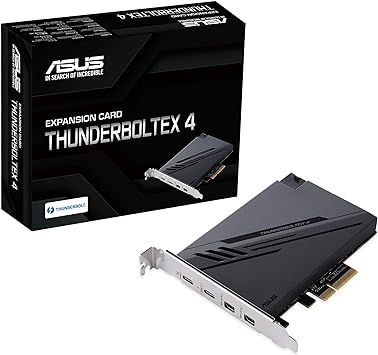 ASUS ThunderboltEX 4 with Intel® Thunderbolt™ 4 JHL 8540 Controller, 2 USB Type-C Ports, up to 40Gb/s bi-Directional Bandwidth, DisplayPort 1.4 Support, up to 100W Quick Charge, Black