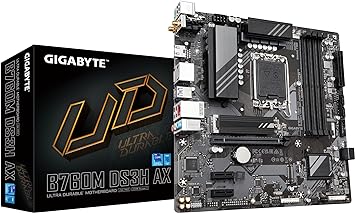 GIGABYTE B760M DS3H AX (LGA 1700/ Intel/ B760/ M-ATX/ DDR5/ 2* M.2/ PCIe 4.0/ USB 3.2 Gen 2 Type-C/WiFi 6E/ 2.5GbE LAN/Q-Flash Plus/PCIe EZ-Latch/Motherboard)