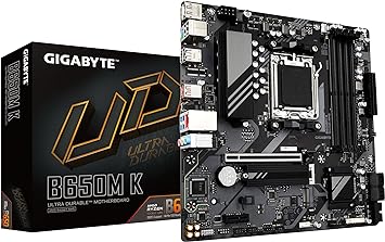 GIGABYTE B650M K (AM5/ LGA 1718/ AMD/ B650/ Micro-ATX/ 5-Year Warranty/ DDR5/ 2X PCIe 4.0 M.2/ PCIe 4.0/ USB 3.2 Gen2 Type-C/ 2.5GbE LAN/Motherboard)