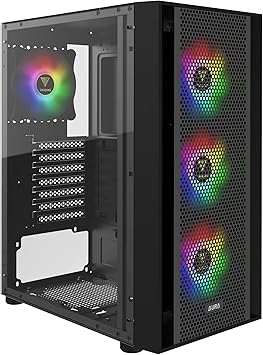 GAMDIAS ATX Mid Tower Gaming Computer PC Case with Side Tempered Glass, 4X 120mm ARGB Case Fans and Sync with 5V RGB Motherboard and Excellent Airflow