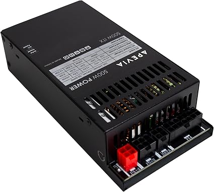 Apevia ITX-PFC500W Mini ITX/Flex ATX / 1U 500W Fully Modular Power Supply, Full Range Active PFC 90-264V, AC for POS AIO System Desktop Gaming Server Small Form Factor (Flex ITX) Computer PSU